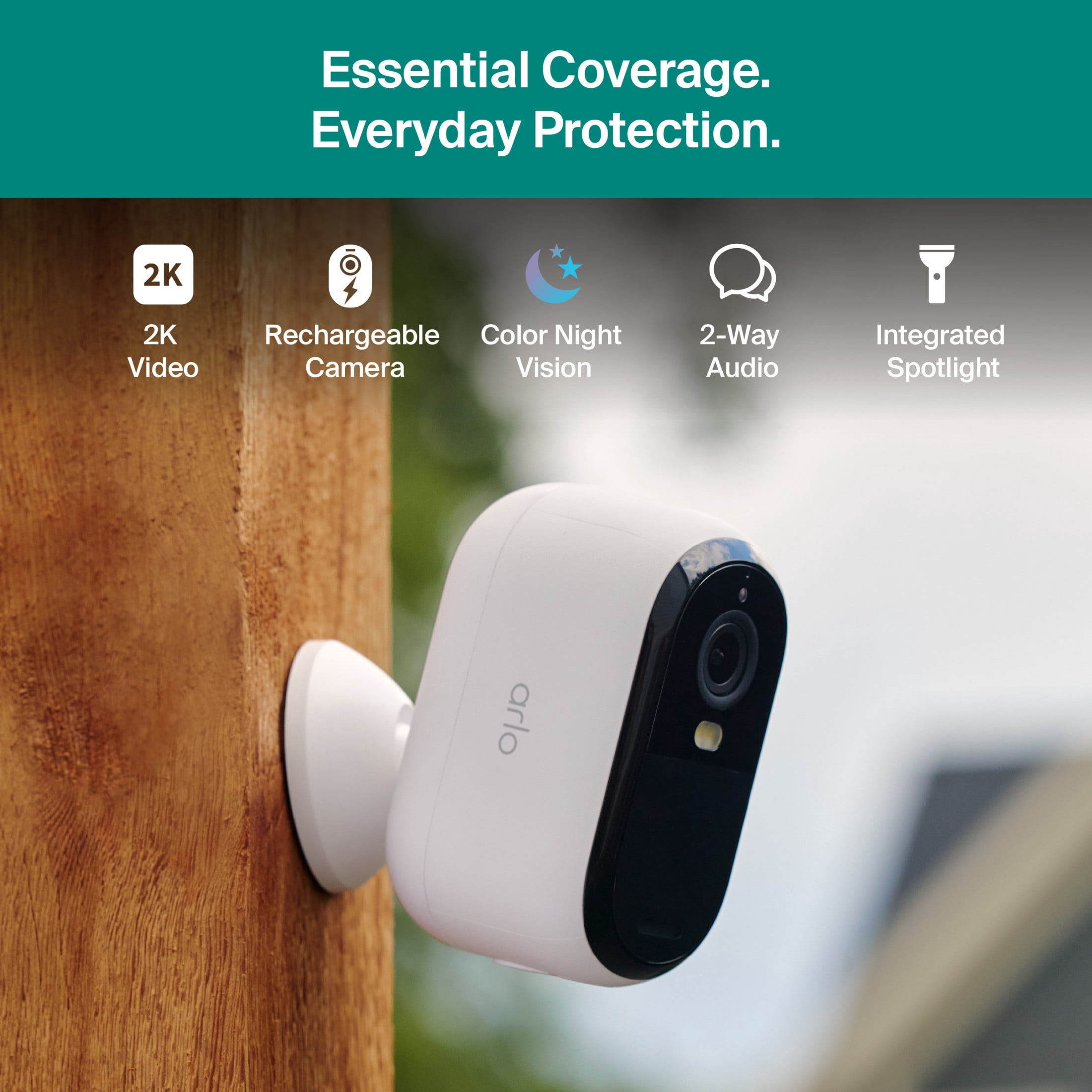 Arlo Essential Security Camera 2K (3rd Gen, 2025 Release) - Wireless Outdoor Camera, Battery Powered, 2-Cam
