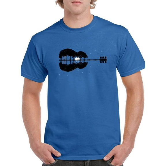 Smartprints Mens Graphic Tee - Guitar Midnight - Regular Fit 100% Cotton