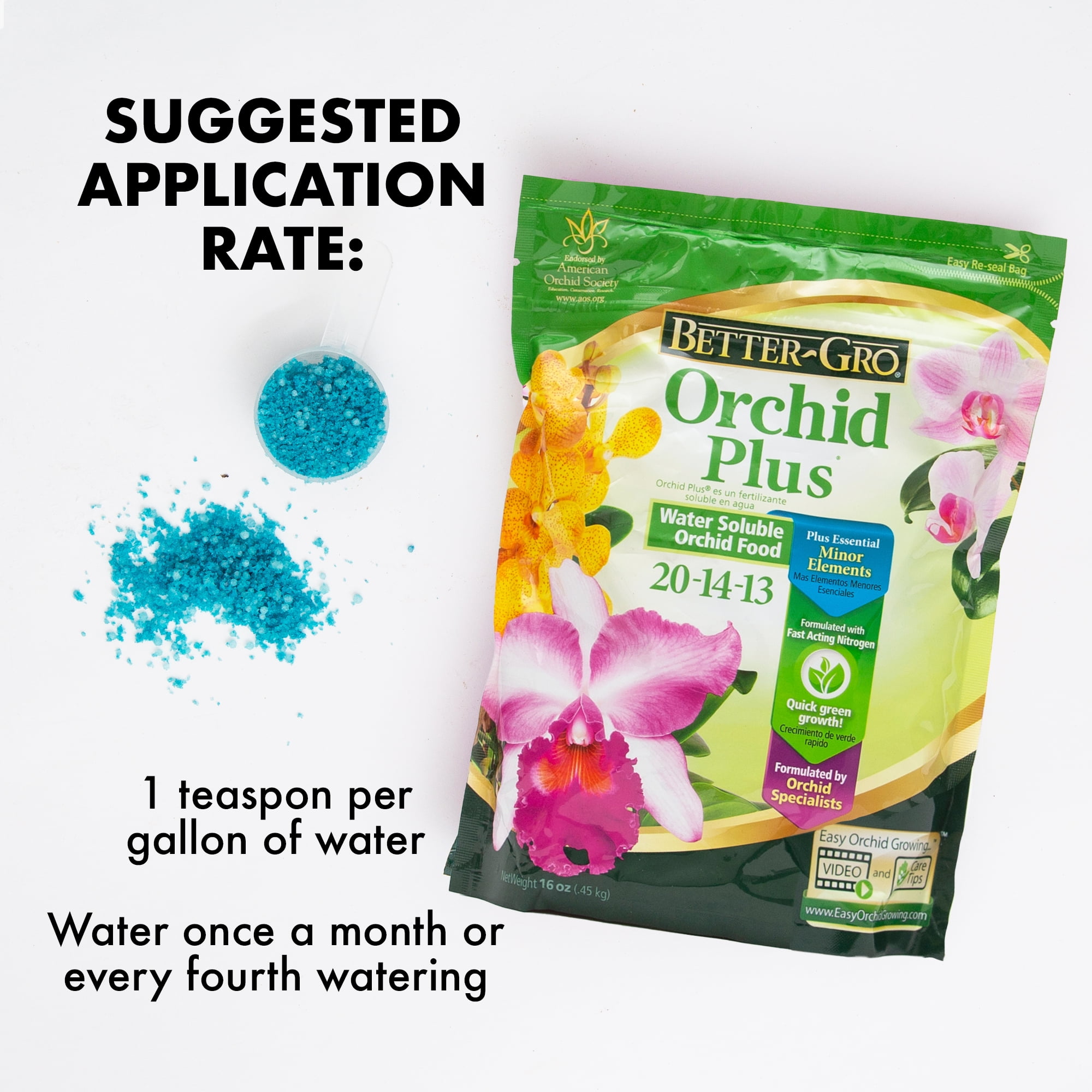 Better-Gro Orchid Plus Plant Food, 20-14-13 Fertilizer, 1 lb.
