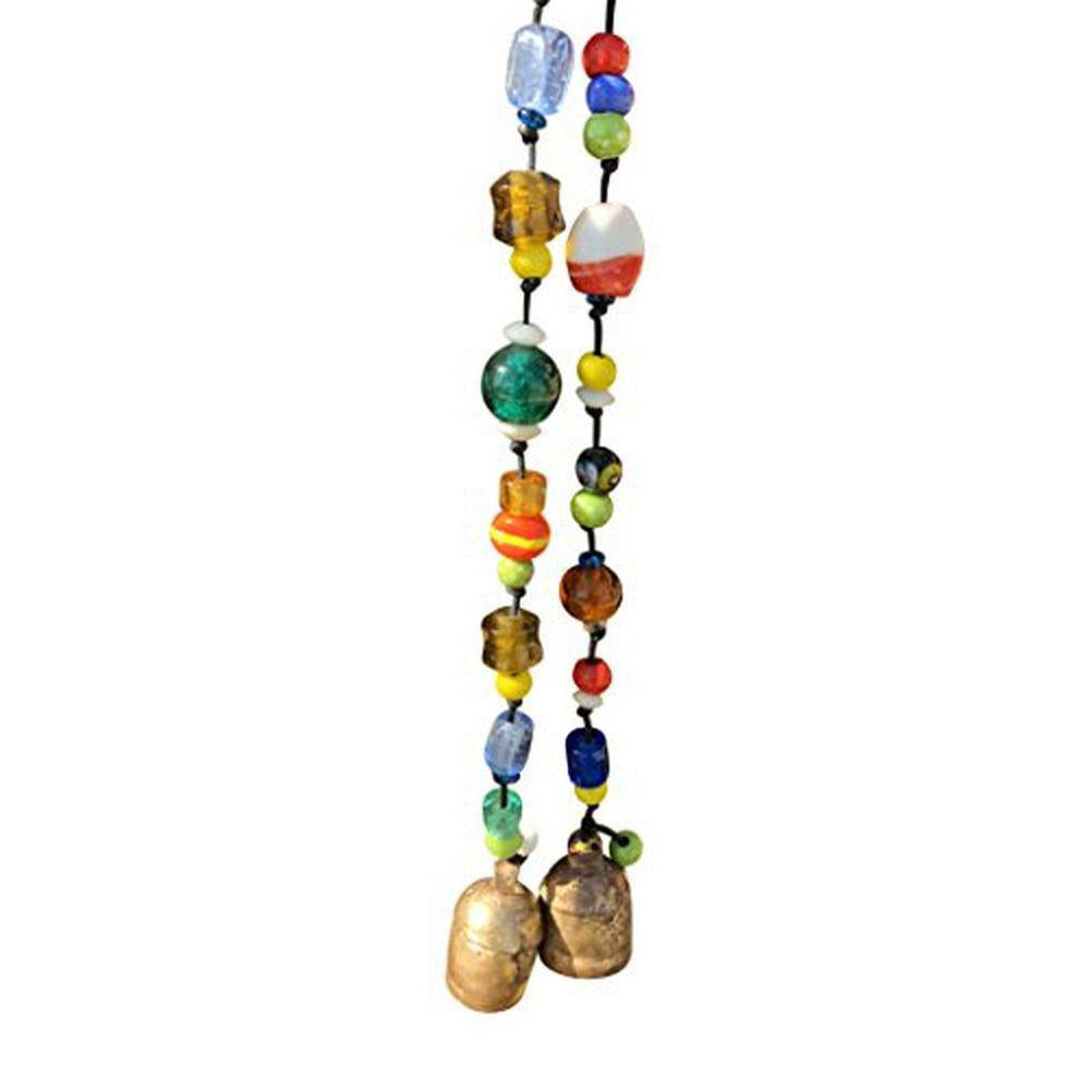 Set of 2 Glass Beads and Bells 21 in Long Wind Chimes with Nana Bell