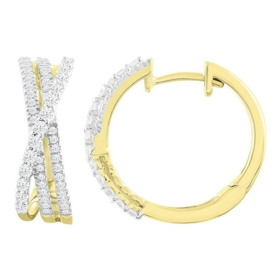 Bellano Women's Hoop Earrings 0.50CT Round Diamond 14K Yellow Gold (Si Quality)