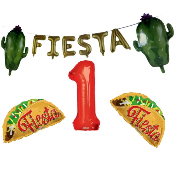 First 1st Fiesta Birthday balloon bouquet Decoration Tacos Cactus