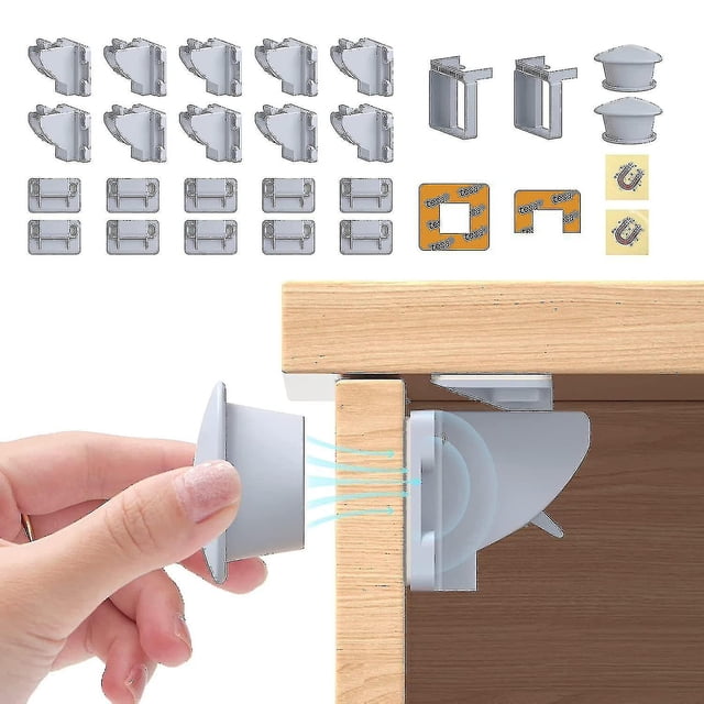 Magnetic Cabinet Locks (10 Locks 2 Keys), Cabinet Locks For Babies, Baby Proofing & Child Safety By , Baby Proofing Cabinets, Fit Most Cabinets And Dr