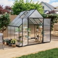 thumbnail image 2 of ALAULM 8x6 ft Outdoor Polycarbonate Greenhouse with Aluminium Frame, Walk-in Greenhouse with Drainage Channel, 2 Adjustable Roof Vents, Lockable Double Doors for Garden Backyard Patio Lawn, 2 of 8