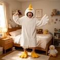 thumbnail image 3 of Wearable Blanket Hoodie With Slippers Oversized Flannel Bird Onesie For Adults Funny Loungewear Footwear Set, 3 of 5