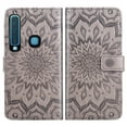 thumbnail image 3 of Compatible with Samsung Galaxy A9 2018 Wallet Phone Case and Tempered Glass Screen Protector Flip Credit Card Holder Stand Mandala Flower Cell Cover for 9A Star Pro A9S A920 A920F Women Men Gray, 3 of 9