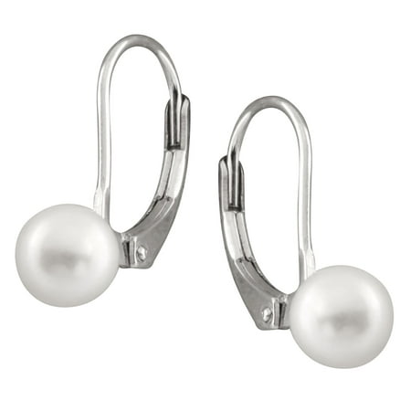 925 Sterling Silver Lever-back Earrings 6-6.5mm Round Handpicked AA Quality Cultured Freshwater