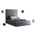 thumbnail image 5 of Meridian Furniture Bliss Solid Wood Tufted Velvet Twin Bed in Gray, 5 of 8