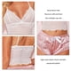thumbnail image 5 of Conjunto de pijama de 4 Uds para mujer, bata informal con cinturón, Bralette de encaje y pantalones cortos, conjunto de ropa de dormir para el hogar, Raya Rosa (bata + cinturón + sujetador +, 5 of 6
