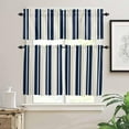 thumbnail image 2 of Navy Blue Grey Striped Kitchen Curtains, Modern Minimalist Ombre Lines 3-Piece Kitchen Curtain Valance and Tiers Set 36 Inch Length, Rod Pocket Half Window Curtains for Cafe Living Room Bathroom, 2 of 6