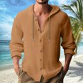 thumbnail image 2 of RUTAYY Men's Shirts Long Sleeve Casual Solid Color Hooded Cardigan Button Down Comfortable Breathable Holiday Chic Blouse, 2 of 5