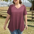 thumbnail image 5 of Wxjgog Women Plus Size Tops Cut Out V Neck 3/4 Sleeve Blouses Dressy Casual Tunic Tops to Wear with Leggings(L-5XL), 5 of 6