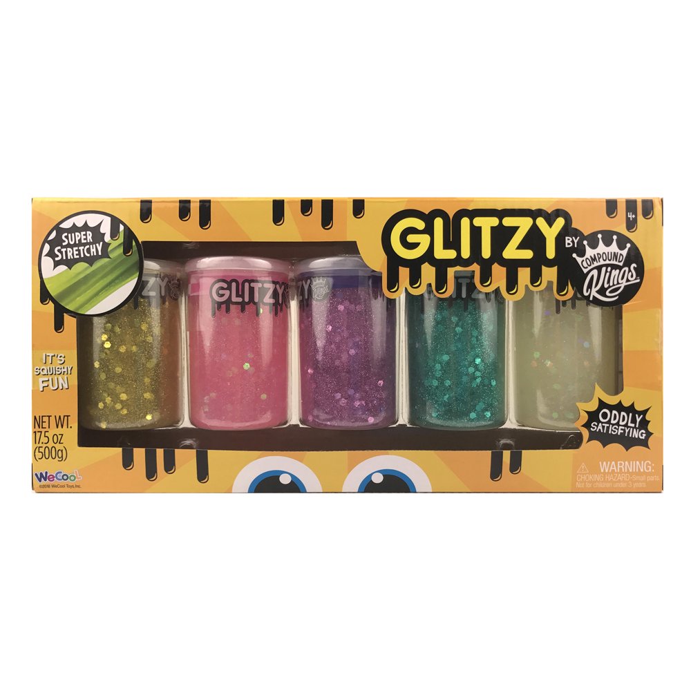 Compound Kings 5 Pack Cannisters of Multicolor Glitzy Slime Walmart