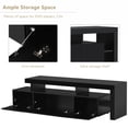 thumbnail image 2 of EUROCO Modern Style 16-colored LED Lights TV Cabinet， UV High Gloss Surface Entertainment Center with DVD Shelf， Up to 70 inch TV, Black, 2 of 6