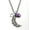 Purple, variant on R.H. Jewelry Stainless Steel Pendant Necklace I Love You to the Moon and Back With Blue Cystal