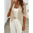 thumbnail image 5 of Elegant Women's Crochet Cardigan - Lightweight Open-Front Knit Sweater with Eyelet Design, Perfect for Spring/Summer/Fall, Available in White or Black, Seasonal Fashion, 5 of 7