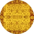thumbnail image 1 of Ahgly Company Indoor Round Oriental Yellow Traditional Area Rugs, 7' Round, 1 of 4
