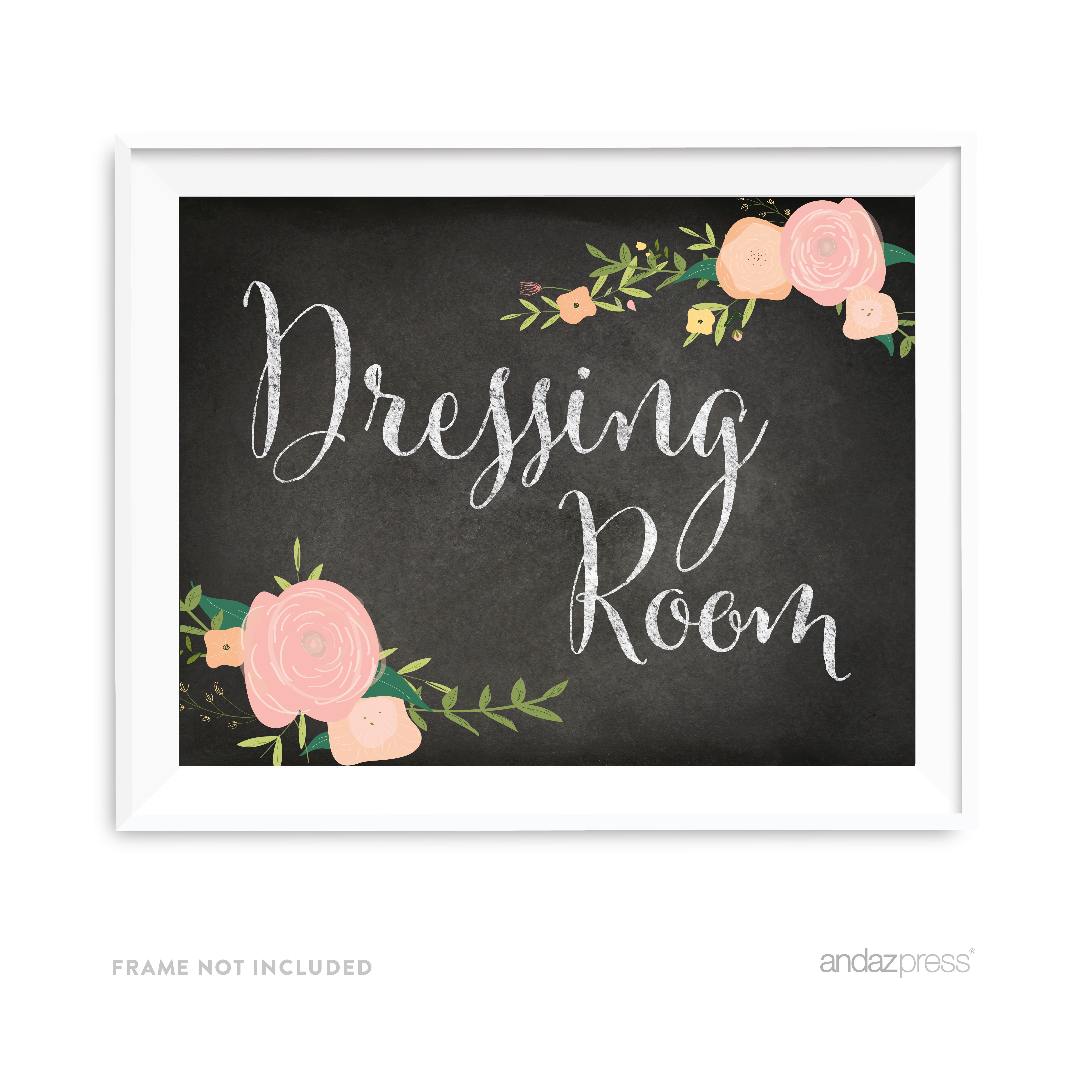 Dressing Room Chalkboard & Floral Roses Wedding Party Signs Walmart