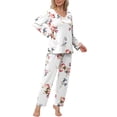 thumbnail image 3 of Anygrew Women's Pajama Sets 2 Piece Soft Lounge Outfits Pajamas for Women Long Sleeve Pleated Lounge Outfits and Long Pant With Pockets, 3 of 9