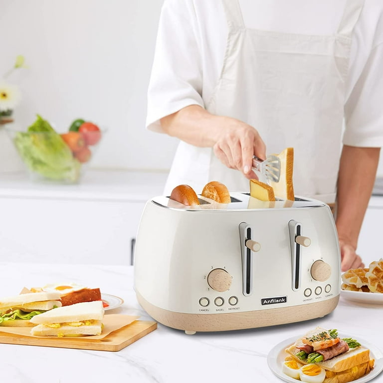 Toaster 4 Slice,Retro Stainless Steel Toater with 7 Shade Settings,Best  Prime Toaster for Waffles, 4 Slice Toaster with 3 Mode，Bagels and More