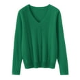 thumbnail image 4 of Garbnen Green Women's Sweaters V Neck Trendy Knitted Women Long Sleeve Tops Loose Spring Winter Cozy Pullover Trendy Tops, 4 of 9