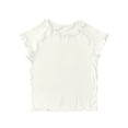 thumbnail image 2 of SNKSDGM Baby Girls' Ruffle Trim Short Sleeve Top, Solid Color Lettuce Edge Basic Tee Comfortable Fit Cropped for Summer & Year-Round Layering White 9-12 Months, 2 of 5