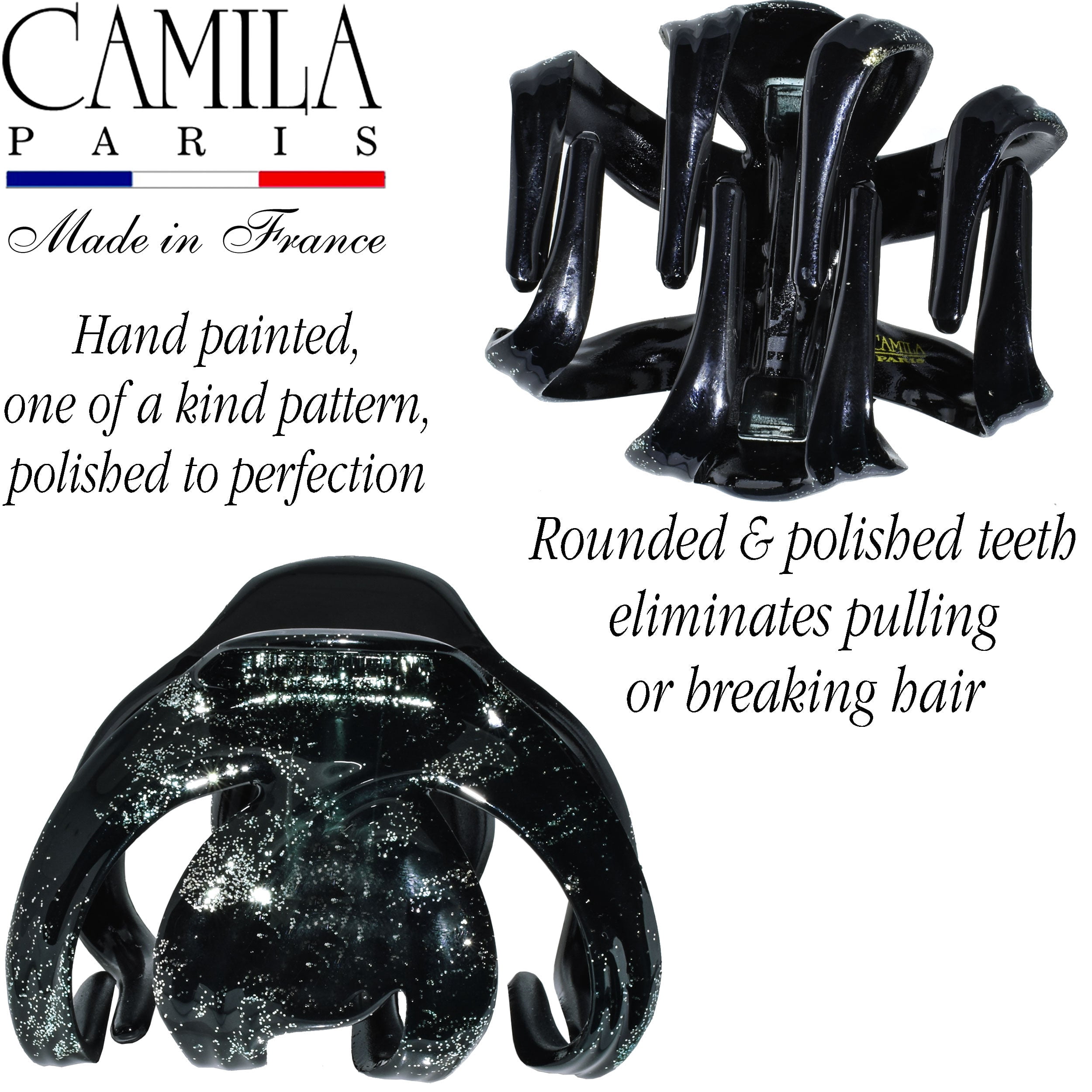 Camila Paris CP3862 French Octopus Hair Clip for Women Thick Hair and Long Curly Wavy Hair, Girls Hair Claw Clips, Styling Claw Clip for Thick Hair, Strong Hold No Slip Grip, Made in France