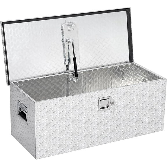 48 Inch Aluminum Truck Tool Box for Pickup Truck Bed RV Toolbox, Heavy Duty Tool Storage Box, Waterproof Storage Organizer Chest with Handle and Lock, 48"X15"X15", Silver