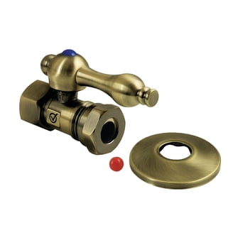 Kingston Brass CC54302XK 5/8" OD Comp X 1/2" Or 7/16" Slip Joint Quarter- Turn Angle Stop Valve With Flange, Polished Brass