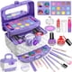 thumbnail image 1 of Kit de maquillaje Hollyhi Kids para niña con estuche cosmético morado, 1 of 9