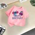 thumbnail image 3 of Camiseta de algodón para niños y niñas con cuello redondo, regalo de cumpleaños de Disney Stitch, kawaii, ropa informal de moda para niños y niñas, 3 of 5