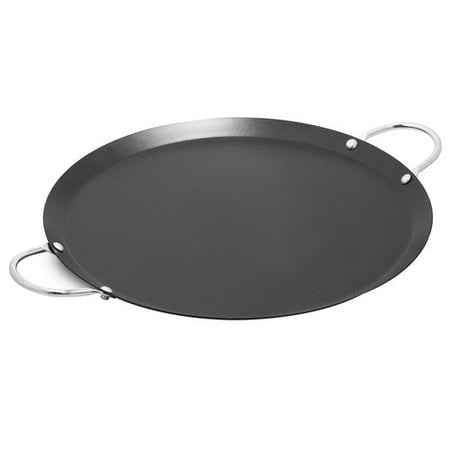 IMUSA CAR-52023 Carbon Steel Round Comal with Metal Handles 14-Inch, Black