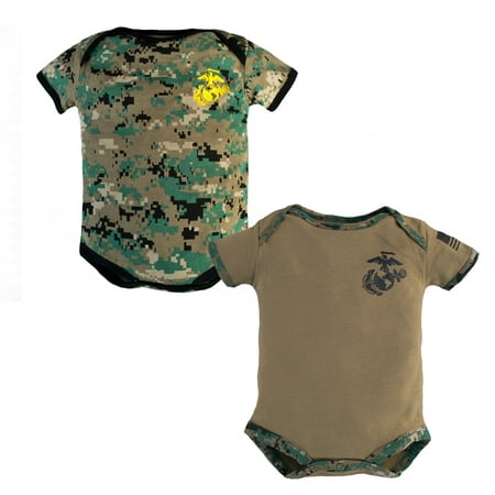 Baby Bodysuits 2 Pk. USMC Woodland Camo and Coyote Brown