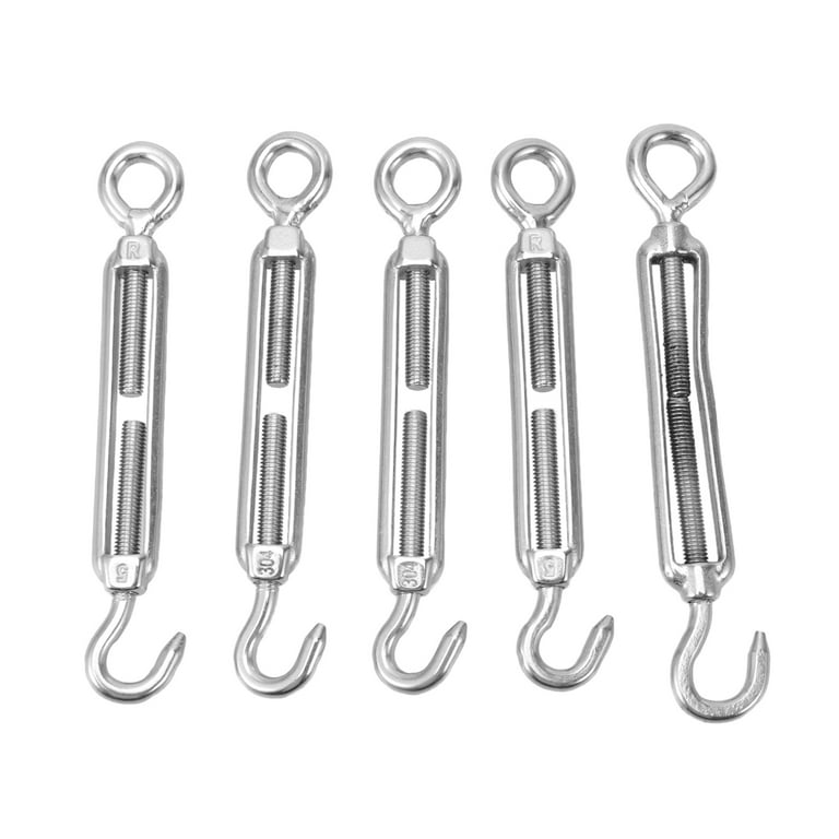 Turnbuckle Tensioner Stainless Hook Wire Eye Steel Galvanized Cable Duty Heavy Kit Turnbuckles Rope Flower Basket Screw, Size: 11 x 1 x 0.5 cm, Silver