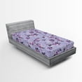 thumbnail image 2 of Ambesonne Floral Design Fitted Sheet, Leaves Boho Print, Twin Size, Pale Purple Pastel Purple, 2 of 5