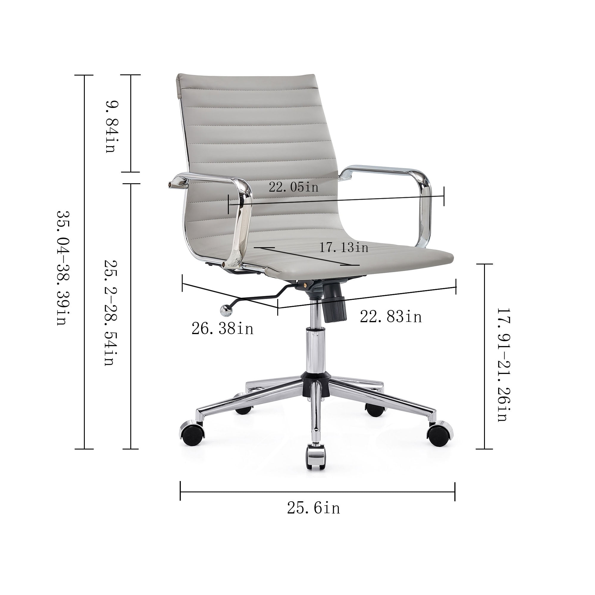LUXMOD Mid Back Home Office Desk Chair Task Chair with Armrest Swivel Chair in Durable Vegan Leather Ergonomic Desk Chair for Extra Back and Lumbar Support Conference Room Chair