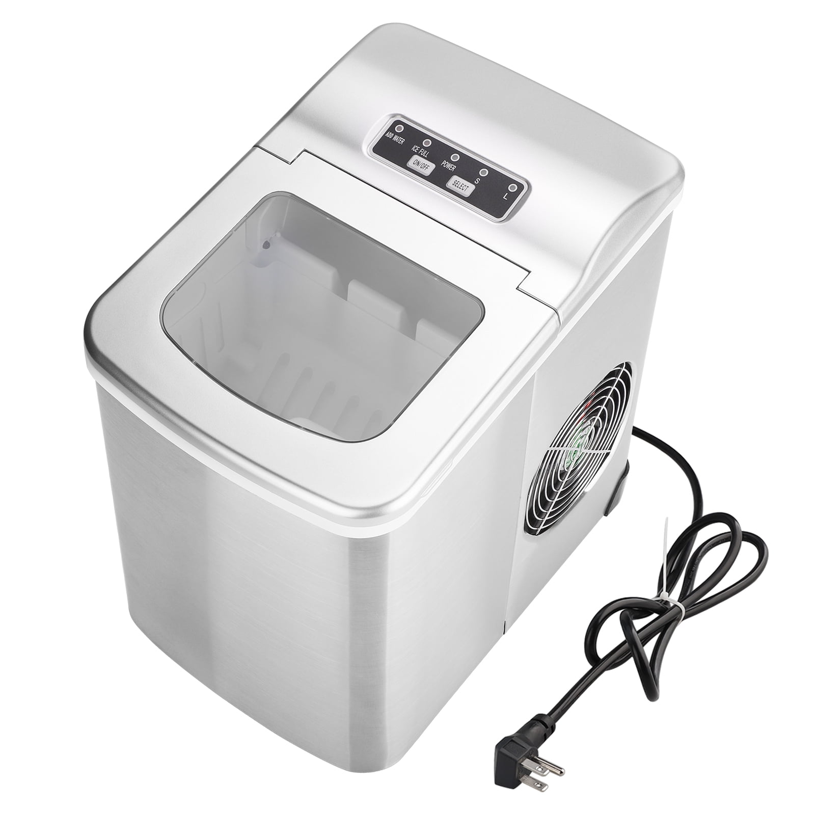 Kepooman 26lb / 24H Portable Compact Stainless Steel Electric Ice Maker for Home Office Kitchen Bar, White