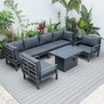 thumbnail image 5 of LeisureMod Hamilton Modern 7-Peice Modular Outdoor Sectional Aluminum Patio Conversation Set with Fire Pit Table & Black Cushions, 5 of 22