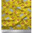 thumbnail image 1 of Soimoi Yellow Poly Georgette Fabric Lion,Giraffe & Elephant Kids Fabric Prints by Yard 52 Inch Wide, 1 of 1