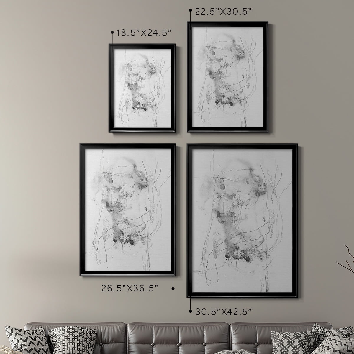 Graphite Abstract IV Premium Framed Print, in Gold, Black, or Silver - Ready to Hang