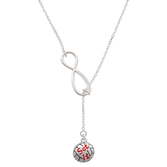 Delight Jewelry Silvertone Volleyball - ''Set It'' Silver tone Elegant Infinity Lariat Necklace