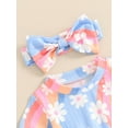 thumbnail image 6 of Nygoyerh Baby Girls Cute Summer Romper Stripes Floral Print Short Sleeve Jumpsuit Newborn Infant Crew Neck Bodysuit with Bow Headband for Casual Daily 3M 6M 12M 18M, 6 of 8