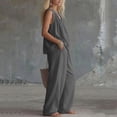 thumbnail image 5 of Women's 2 Piece Outfits Lounge Sets Women's Summer Solid Color V-Neck Shirt Top With Pocket Casual Shorts Set Gray M, 5 of 6