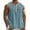 #0334-Sky Blue, variant on Betivan Men's Linen Tank Top Sleeveless Crew Neck Half Button Solid Color Regular Fit Casual Sports Workout Fitness Training Tops