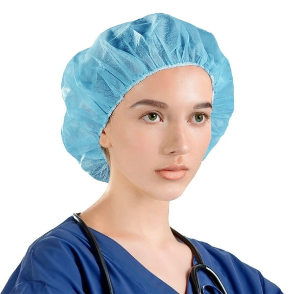 Disposable Bouffant Caps, Non-Woven, 21 in, 50 Pack – Blue