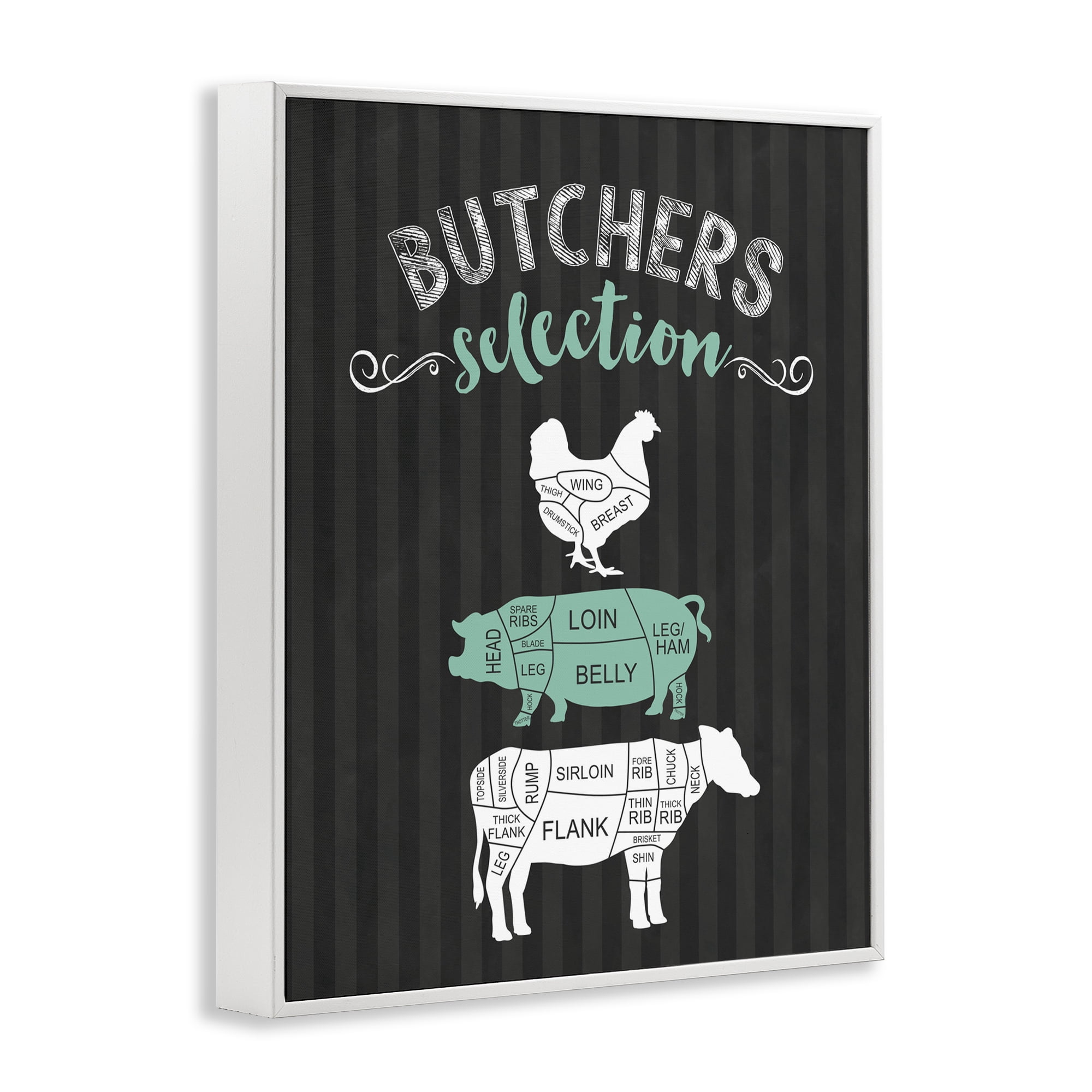Butchers Selection Black & Green White Framed Giclee Art, design by Lettered and Lined