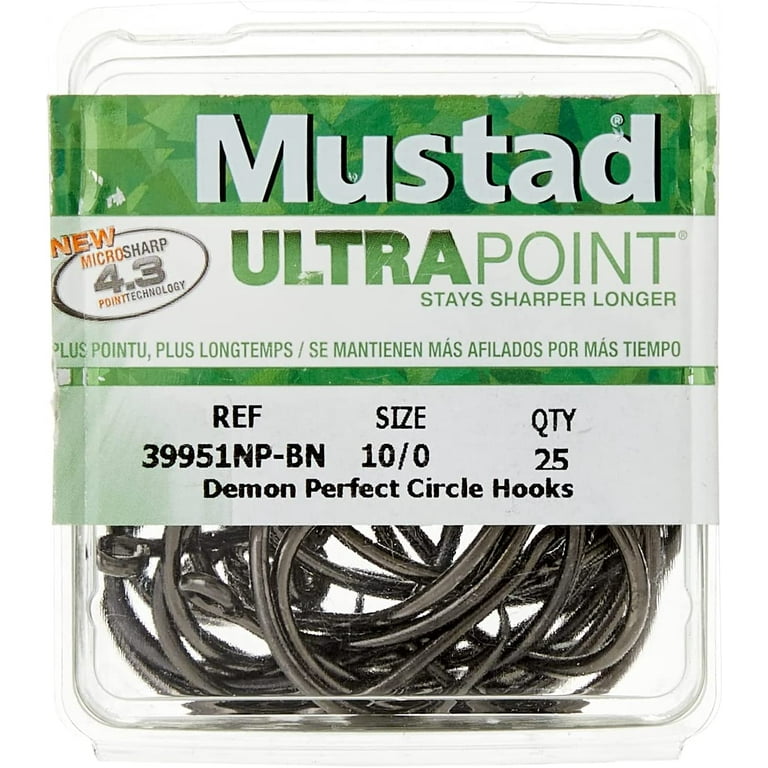 Mustad Demon Perfect Circle Hooks, Size 6/0, 25 Pack - 39951NP-BN-6/0-25U