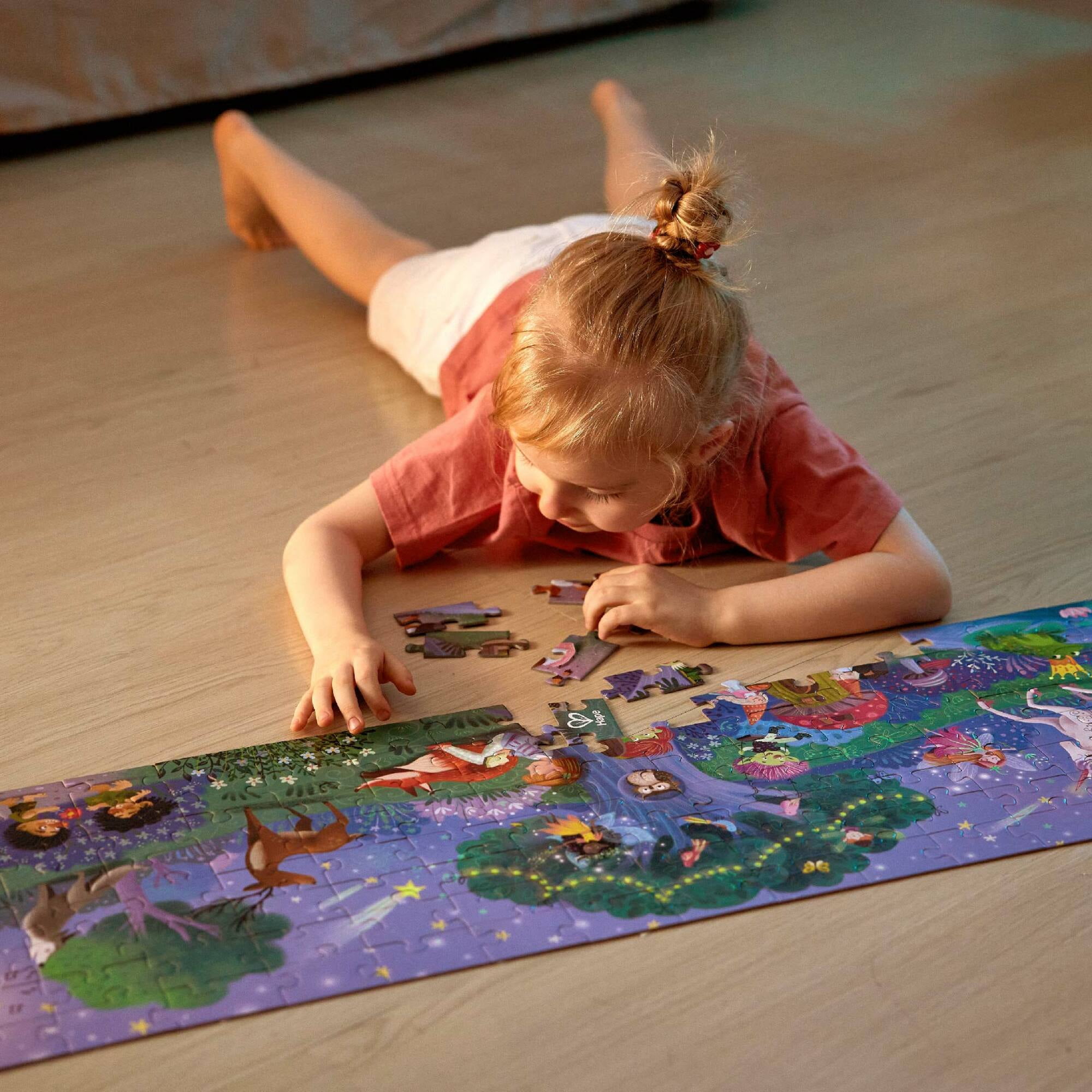 Hape Giant Glow-In-The-Dark Magic Forest Jigsaw Puzzle, 200 Pieces