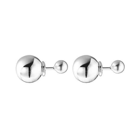 Cute Bead Ball Double Sided Front Back Stud Earrings for Women 925 Sterling Silver Cartilage Sleeper Ear Jackets Studs Earring