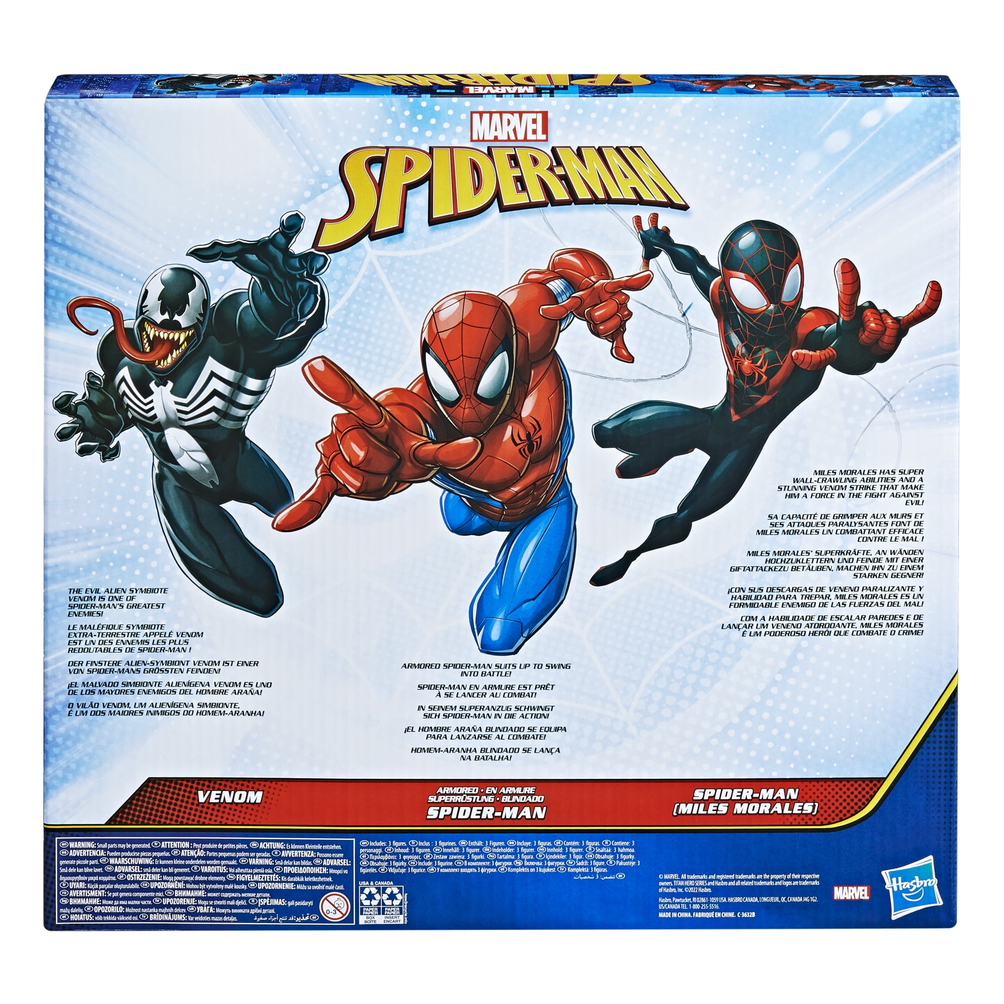 Marvel Spider-Man Titan Hero Series Spider-Man (Miles Morales) Armored  Venom 3-Pack 